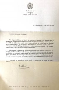 Respuesta Alcalde de Zaragoza al cole>ZARAGOZA ESCUELAS PÍAS